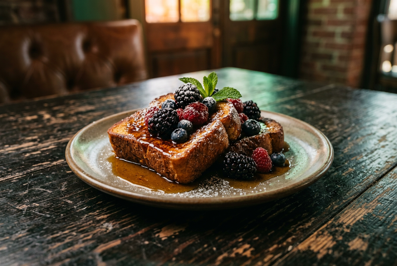Brunch plate with berries for food review card